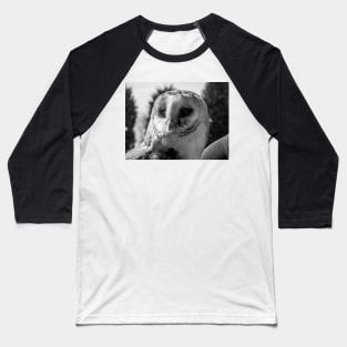 Barn Owl in Black and white Baseball T-Shirt